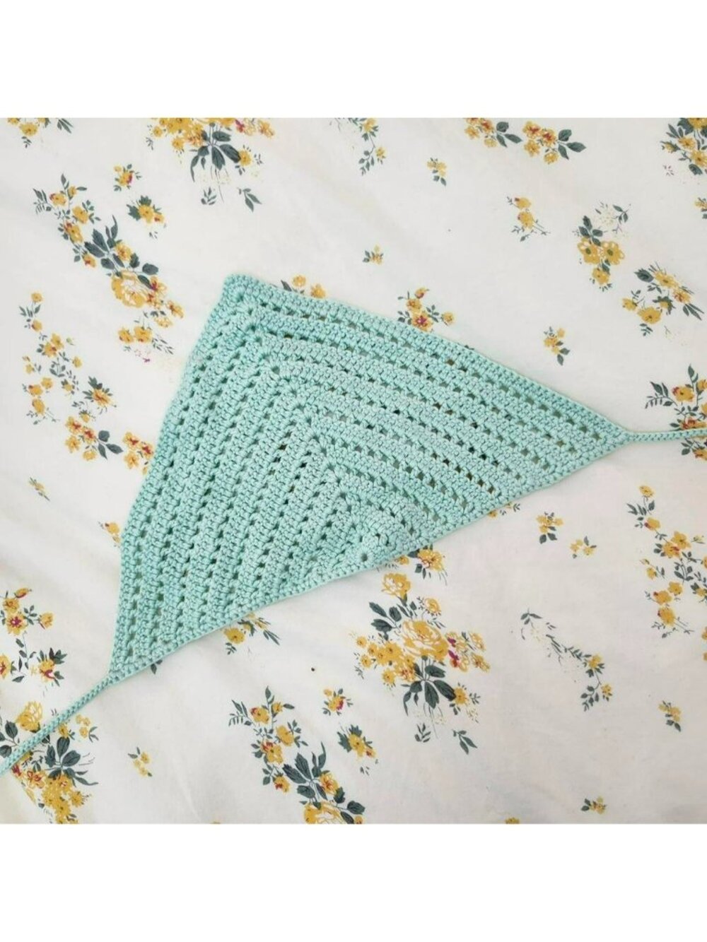 Coquette cottagecore Handmade crochet  green bandana.